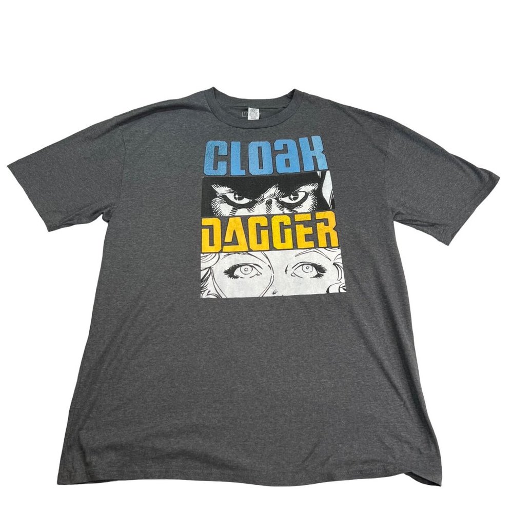 Marvel Shirt Mens XXLT Cloak Dagger Blue Yellow Graphic Tee Face Close Up Panels
